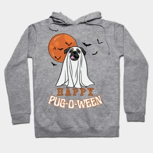 Halloween Pug Pun Ghost Dog Design for Pug Lover Distressed Design Fall Harvest Moon Hoodie